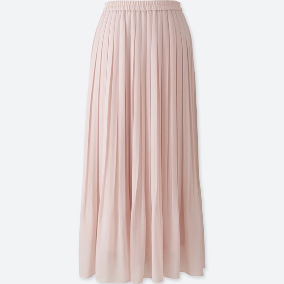 Uniqlo 🩰 Chiffon Blush Pink Pleated Midi Skirt - Picture 3 of 5